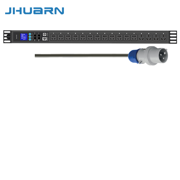 佳华通达32A250V 带监控电流表4位16A国标孔12位10A国标五孔3米4平方电源线 工业插头 1.5U竖装